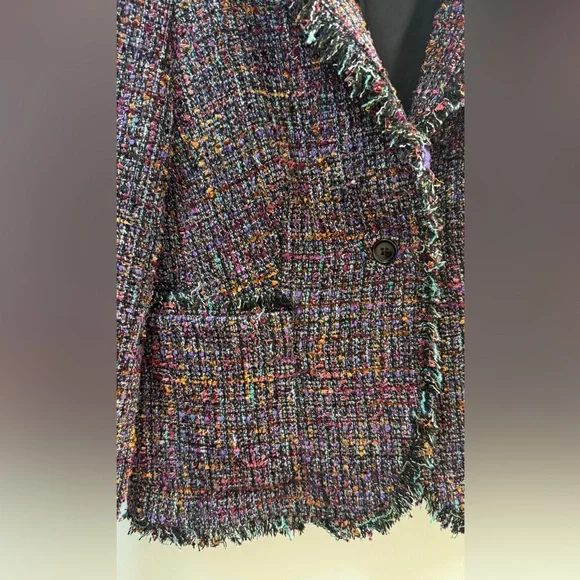 ✨ PURE Collection Multi Tweed Gold Lurex Blazer UK14 US8/10 ✨ - Picture 5 of 14